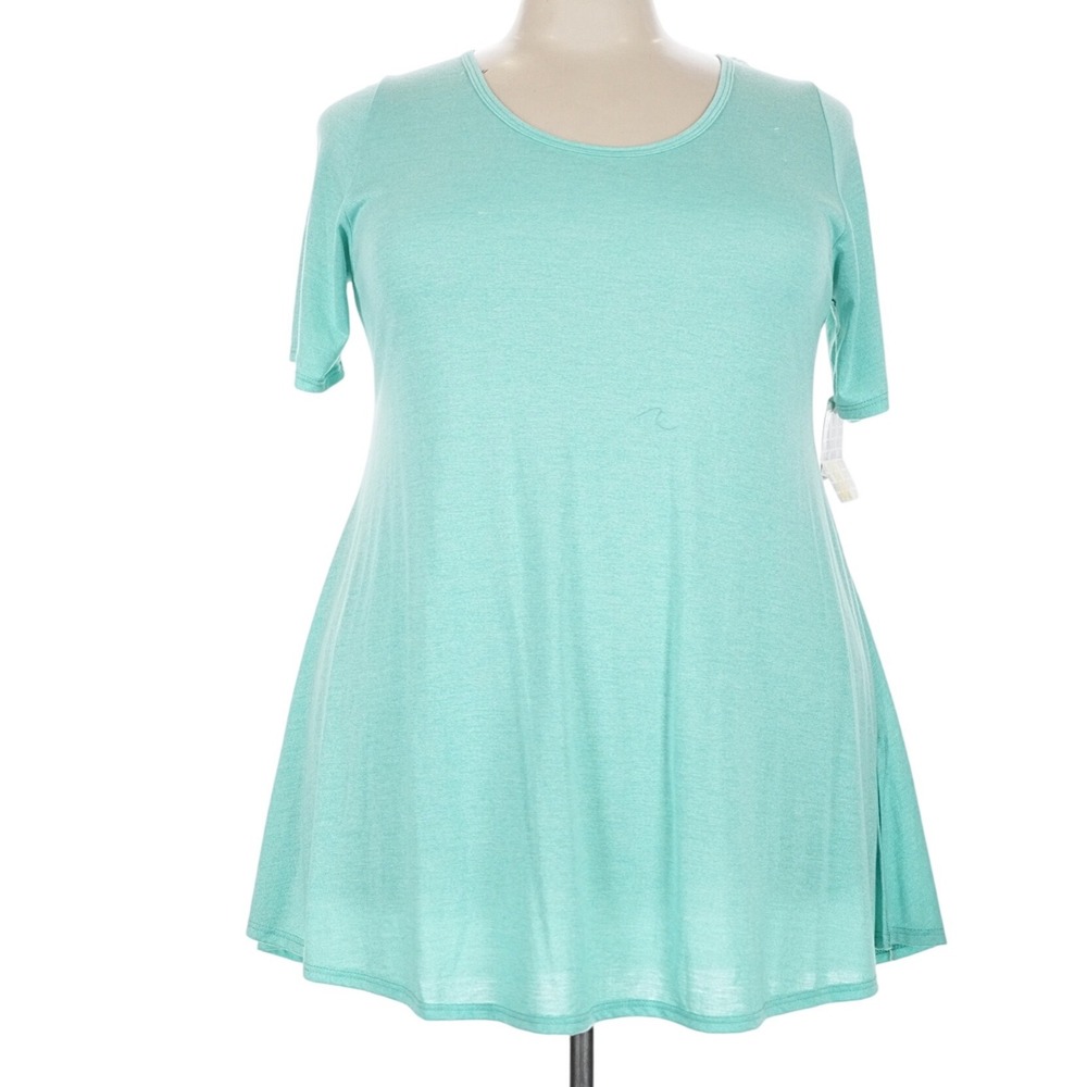 LuLaRoe Women Perfect T Size 3XL Mint Green Heathered Cotton Blend Tunic NWT USA